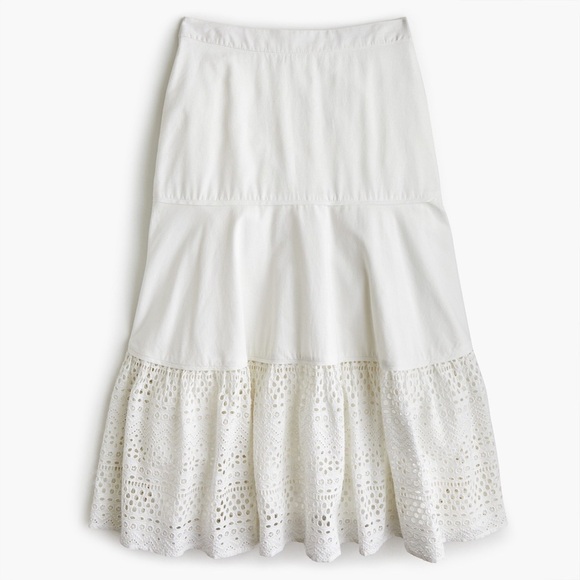 J. Crew Dresses & Skirts - NWT Point Sur tiered skirt in mixed eyelet size 8